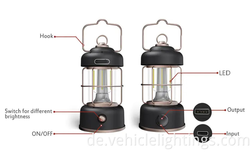 Tragbares 7,2 -V -LED hängende leichte Campinglicht im Freien mit veränderlicher Farbe